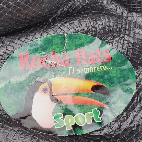 Rocha Hats Unitalla Western Cowboy Black Straw Hat Leather Tequila Patch - Picture 10 of 15